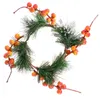 Fleurs décoratives de Noël de couronne de Noël anneau de baies de houx baies rouges artificielles aiguilles de pin pour guirlande la porte d'entrée