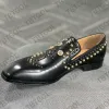2024 Mens Shoes Office Office Formal Shoes Real Leather-Spikes Hel Black Упомянутые пальцы с вареньем для склонности к башмам