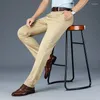Herrenhosen Marke Kleidung gerade-fit-Anzug Männer Frühling Sommergeschäft Stretchgrau Khaki Schwarze dünne Hose Männliche Größe 40 42