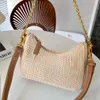 Hochwertiges Strohschulterdreieck Unterarmtaschen Luxurys Designer Handtasche Raffias Tote Weave Halb Mondbeutel Damen Crossbody Pink Schlinge Herren Clutch Kettenbeutelbeutel