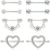 Dreeperfect 14g Rostfritt stål Nipplerings Nippel Tongue Rings CZ Opal Barbell Body Piercing Jewelry 240429