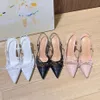 Designer Women Pumps High Heels Pointy Bow Mesh Sexy Sandals Luxury mode Slingback Classic Kitten Heel Hoge Single Shoes Dh