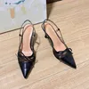 Designer Women Pumps High Heels Pointy Bow Mesh Sexy Sandals Luxury mode Slingback Classic Kitten Heel Hoge Single Shoes Dh