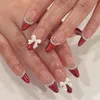 Simple Stiletto Fraging Faux ongles pour la Saint Valentin Amande Sweet False Nails avec colle couverture complète des ongles artificiels Presse sur 240509