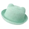 Caps Hats Summer Boys and Girls Cat Ear Straw Hat Childrens Cartoon Sun Hat d240509