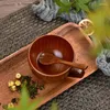 Tassen japanische saure Jujube Holz flacher Boden Kaffeetasse Holz mit Griff isoliert Tee tragbar fest