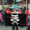 Flaggor Pirate Cat Skull och Crossbone Flag 35 fot Singel Traveling Vivid and Fade Funny Polyester Banner