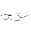 Pocket opvouwbare optiek leesbril vrouwen mannen metaal vol frame hoogwaardige rechthoekgula vergrootglas bril met een zonnebril 240N