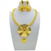 Dubai Jewelry Golden Women's New Bride Wedding Gift Earrings Necklace Set