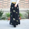 Faldas 2024 Fashion Long Maxi A-Line Elástica Women Women Otoño Invierno M-XL Vintage Velvet Velvet bordado