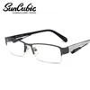 Solglasögon ramar Suncubic Design Eyewear Optiska glasögon Inspirerade halva kant Fashion Grey White Big Men Metal HD640