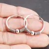 Hoop -Ohrringe 18 mm für Frauen 925 Sterling Silber Retro rund Thai Circle Schmuck Schmuck