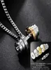 Подвесные ожерелья Пара на шею штанги из нержавеющей стали в тренажерном зале Men039s Целое золотое ювелирные изделия9630721