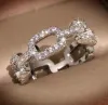 Hot FI -märkesdesignerband ringar för kvinnor Sier Shining Crystal Ring Party Bröllop smycken med CZ Bling Diamd Ste A3EF#