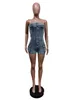 Frauen Overalls trägerlose Tube Jeans Strampler Sexy Bodycon von Schulter Rückenlosen Frachtshorts Sommer Stretch Jean Jumpsuit Clubwear