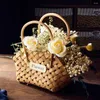 花瓶シンプルな美学四角骨織りバスケット家の装飾花のインテリア飾りモダンピクニック雑貨貯蔵庫ギフト