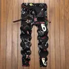 Heren jeans Koreaanse stijl Kpop luxe denim zwarte graffiti print gebruikt voor modieuze elastische klassieke designer kledingbroek vriend Q240509