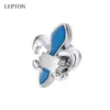 Cuff Links Lepton Fleur de Lis Cufflinks Blue Fleur de Lis Broche Mens Padres Dia/Dia dos Namorados/Amigos/Casamento/Anniversary/Gift de Aniversário Q240508