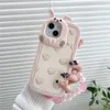 Söt Pink Love Rabbit Armband Hanging Silicone Lämplig för iPhone 14 Pro Max Telefonfodral iPhone 15 Plus 11/12/13 Telefonfodral