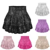 Jupes fête des vacances à la taille élastique femme paillette jupe Noël pursting danse y2k fille irrégulière sexy bling short mini