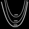 Pendant Necklaces Charms 1MM 2MM 3MM Solid Snake Chain 925 Stamped Silver Necklace For Men Women Fashion Party Wedding Jewelry Gifts 2730