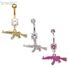 Navelringe Bauchnabel Ringe Gun Dangle Navel Ring klar Edelstein Ringkörper Piercing Schmuck Bauch Piercing für Frauen D240509