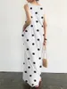 2024 Spring Bohemian Oversize Women Habille Long Polka Dot sans manches robes lâches femelles élégantes Casual Trendy Lady Vêtements 240426