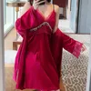 Women's Robe Bridal Wedding Kimono Robe Gown With Chemise Nightgown Sexy Sleepwear Lace Patchwork Sleepwear V-Neck Intimate Lingerie