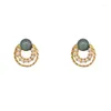 Stud Earrings Exquisite Double Layer Pearl Gold Multi Color Crystal For Women Charming Lady Party Jewelry