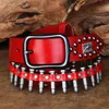 Cetiri Punk Bullet Rivet Belt Men's Top Grain Real Leather Belt Pin Buckle Belt för Jeans Female Personality Cool Gift T200327 259Z