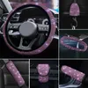 Steering Wheel Covers Pink PU Leather Car Steering Wheel Cover Set Diamond Pink Auto Wheel Covers Cases for Lady Girls Car Accessories for Woman T240509