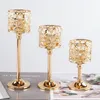 Modern Crystal Candle Holder Metal Glass Tealight Candlestick Wedding Party Dinning Table Centerpieces Home Decoration Crafts 3PCS/SET