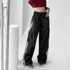 Pantaloni da donna Capris Mexzt Sports Sports Womens Hip Hop Street Abbigliamento bagaglio a gamba larga Cargo BF Y2K High Waist Draging Trousers Q240508