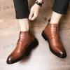 Men Lace-up & Side Zipper Business Fashionable Ankle Boots