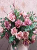 Flores decorativas de fábrica grinaldas de pintura a óleo elegante estilo artificial de rosa flores de seda 10 flores de casamento floral jardim de casamento de2354769