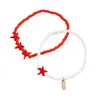 Boho Boho Starfish Pineapple Shell Rice Rice Perles Bracelet de cheville sur la jambe pieds nus pour femmes Chain de plage Summer Bijoux