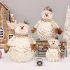 Miniaturen 60/50/26cm Big Size Christmas Dolls Decoratie Korte pluche print Santa Claus Snowman Doll voor kerstboom ornamenten Figurine