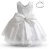 Mädchenkleider 2023 Kind Mädchen Blumenkleider Taufe Kleider Neugeborene Taufe Kleidung Prinzessin Tutu Geburtstag weißes Bogenkleid