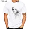 Camisetas masculinas 2023 lobo uivando masculino t-shirt curto slve tops casuais hipster aquarela lobo imprimido masculade machine t camisetas engraçadas t y240509