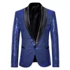 Shiny Gold Sequin Glitter Empelled Blazer Jacket Men Nightclub Prom Suit Coats Mens Costume Homme Stage Clothes for Singers 240507