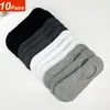 Chaussettes masculines 10 paires hommes courts sans spectacle à la cheville basse coton mince noir blanc multipack non glip