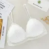 Bras French Sexy Deep V Bra Lace Triangle Cup Brassiere Correa de hombro fijo Lingerie Adecuado Sports Sports Yoga Push Up Cortswear Top