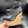 Dress Shoes High Quality Women's Heels Sexy Wedge Glamorous Round Head Elegant Black Plus Size US 5-15