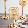 Modern Crystal Candle Holder Metal Glass Tealight Candlestick Wedding Party Dinning Table Centerpieces Home Decoration Crafts 3PCS/SET