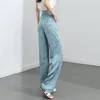 Pantalon féminin de style chinois jacquard acide triacétique étroit coupe droite jambe droite des femmes à la mode haute taille minceur