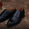 Chaussures décontractées ourui True Autrrich en cuir mâle formel noir authentique set pieds célibataires hommes célibataires