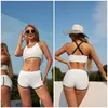 Women's Swimwear Sexy White Women Swimsuit Two Pieces Push Up Bathing Suit Tankinis With Shorts High Waist Swim Suits Trunk Pool
