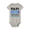 Rompers spagnolo stampato per neonati per bambini salti per neonati a maniche corte neonate bodysuits ragazzi ragazze padri da papà vestiti di compleanno di papà t240509