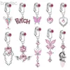 Nombres Anneaux Nouveaux papillons de ventre faux Faux Belly Piercing Heart Zircon Clip sur le nombril ombilical Fake Piercing Cartilage Bouille d'oreille Faux Clip D240509