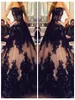 2019 Strapless Black Lace Aptiques Aline Prom Dresses Modest Lace Up Long Vestidos de Soireeカスタマイズされたイブニングパーティーガウン8700133